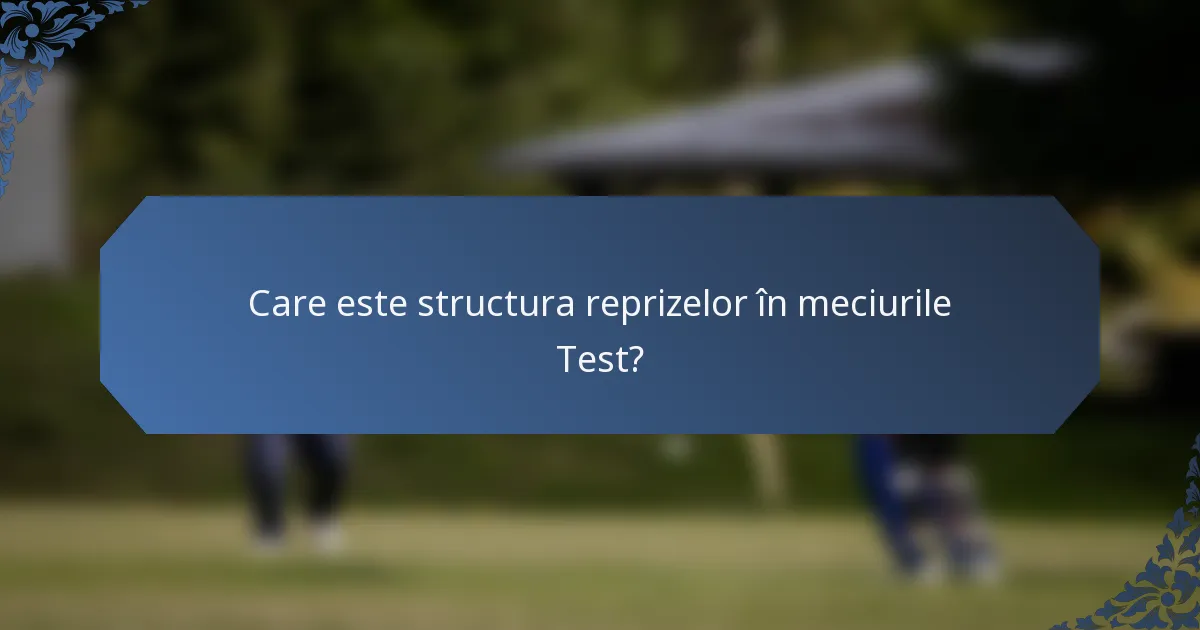 Care este structura reprizelor în meciurile Test?