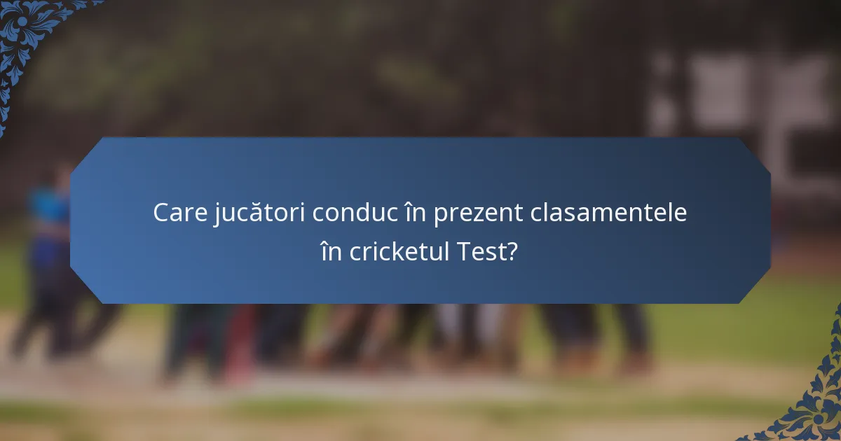 Care jucători conduc în prezent clasamentele în cricketul Test?