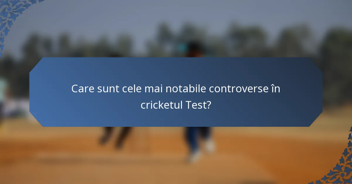 Care sunt cele mai notabile controverse în cricketul Test?