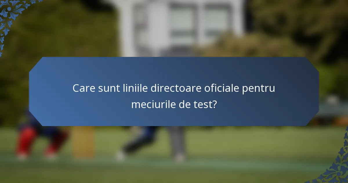 Care sunt liniile directoare oficiale pentru meciurile de test?