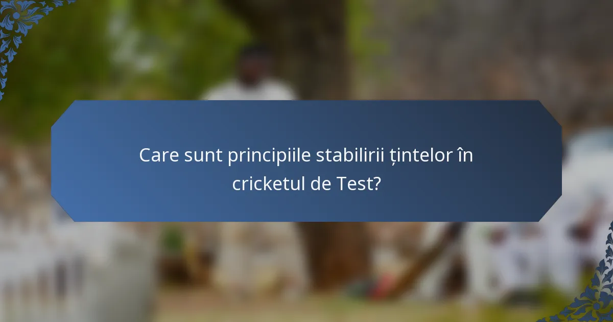 Care sunt principiile stabilirii țintelor în cricketul de Test?