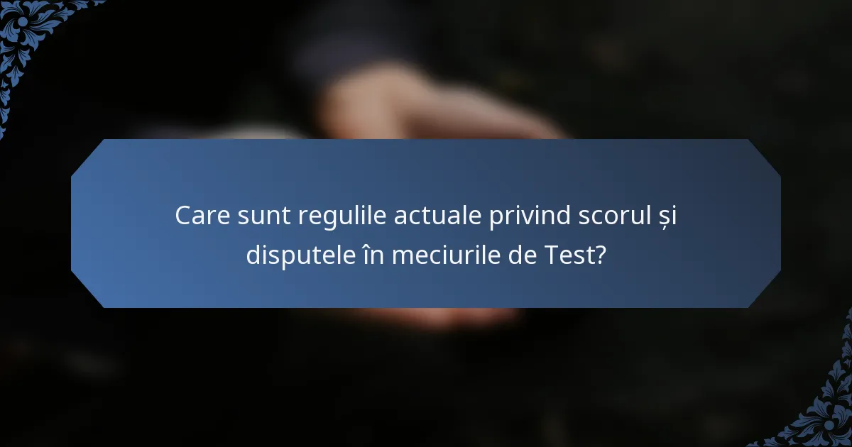 Care sunt regulile actuale privind scorul și disputele în meciurile de Test?