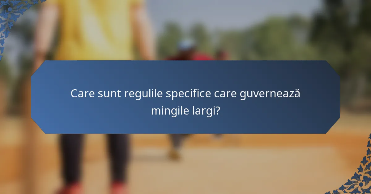 Care sunt regulile specifice care guvernează mingile largi?