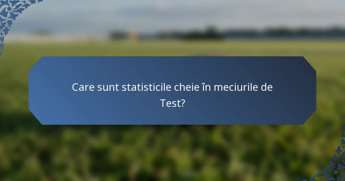 Care sunt statisticile cheie în meciurile de Test?