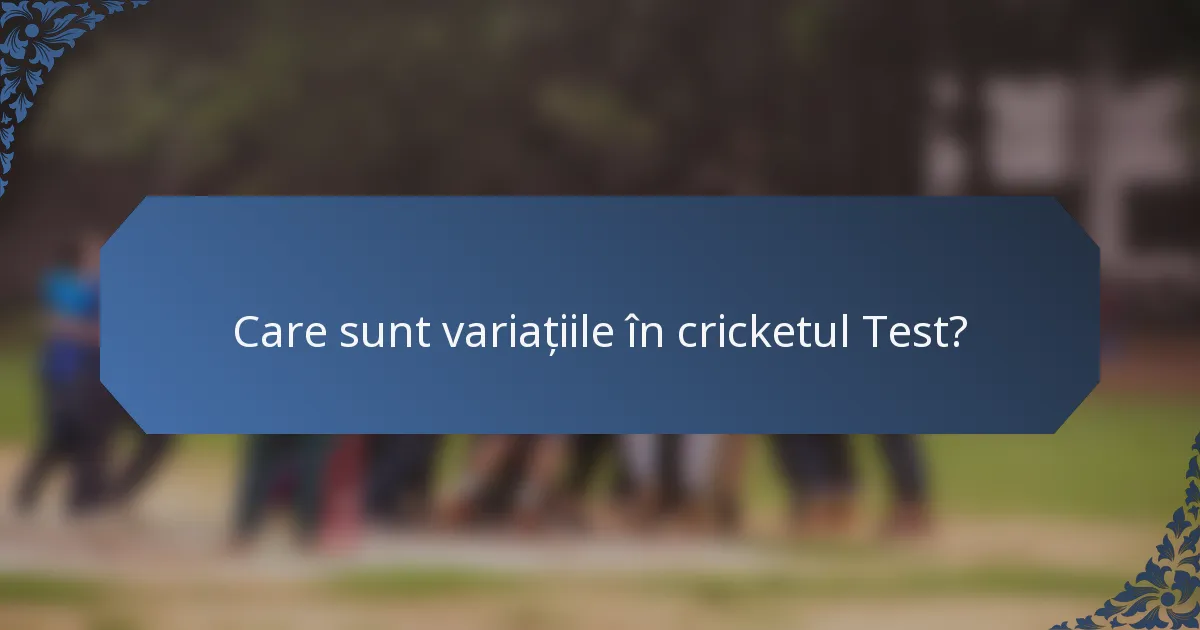 Care sunt variațiile în cricketul Test?