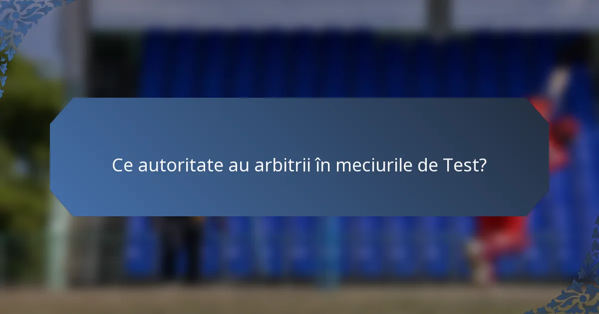 Ce autoritate au arbitrii în meciurile de Test?
