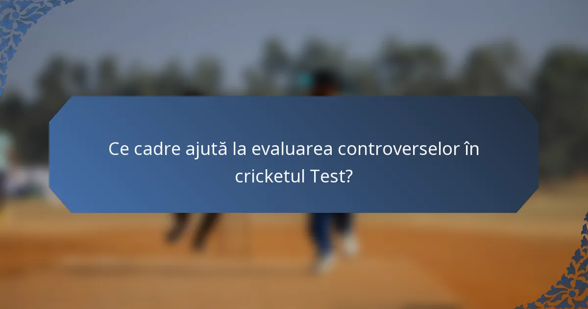 Ce cadre ajută la evaluarea controverselor în cricketul Test?