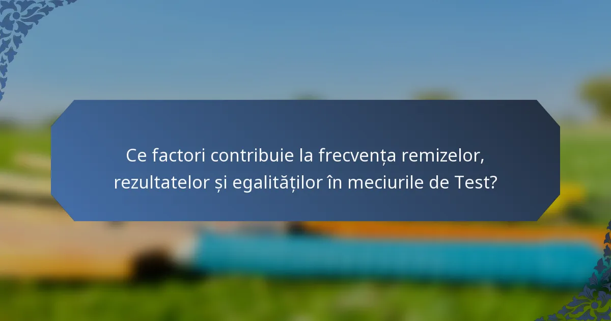 Ce factori contribuie la frecvența remizelor, rezultatelor și egalităților în meciurile de Test?