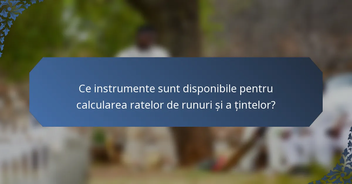 Ce instrumente sunt disponibile pentru calcularea ratelor de runuri și a țintelor?