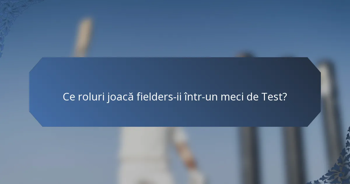 Ce roluri joacă fielders-ii într-un meci de Test?