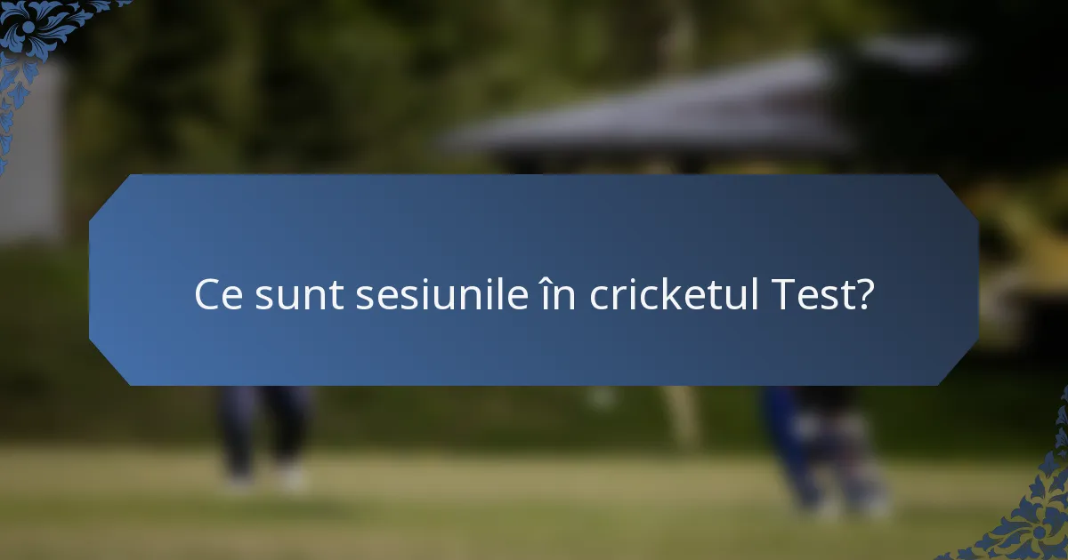 Ce sunt sesiunile în cricketul Test?