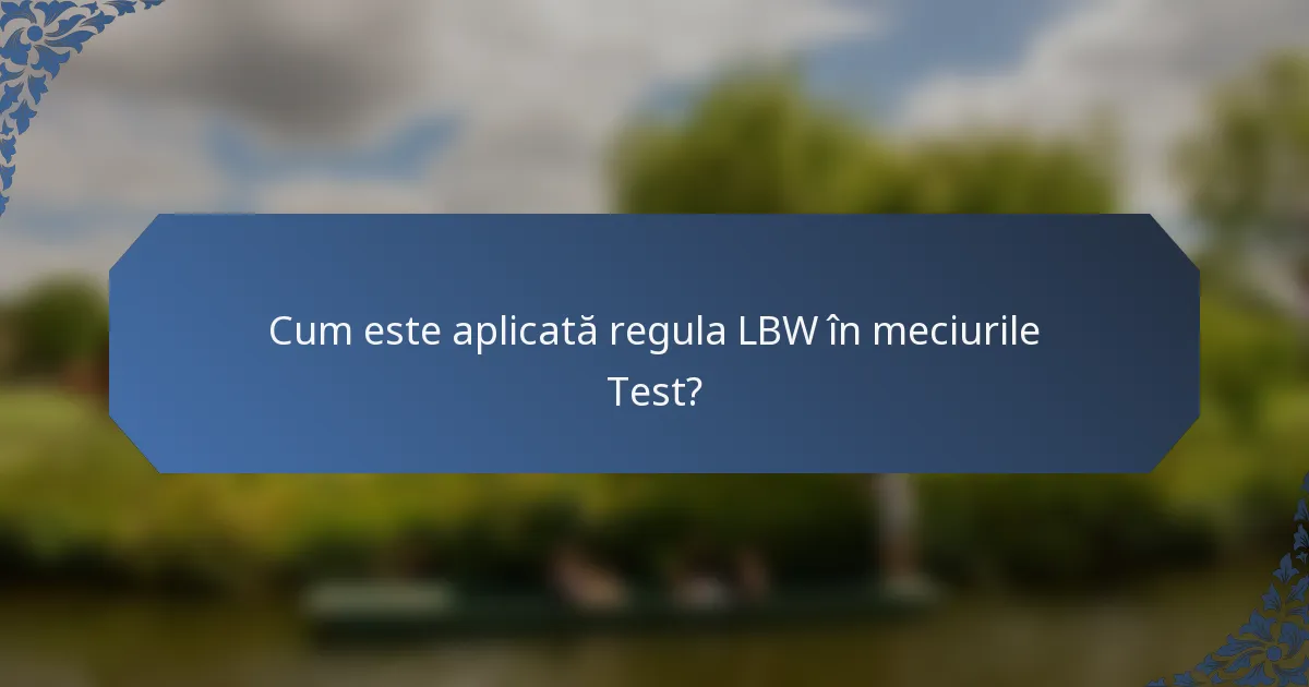 Cum este aplicată regula LBW în meciurile Test?