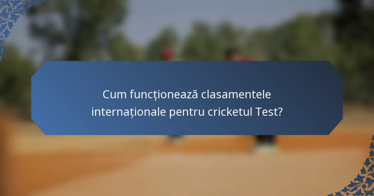Cum funcționează clasamentele internaționale pentru cricketul Test?