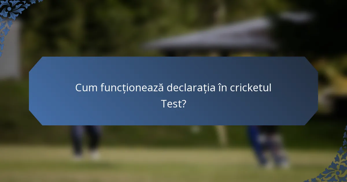 Cum funcționează declarația în cricketul Test?