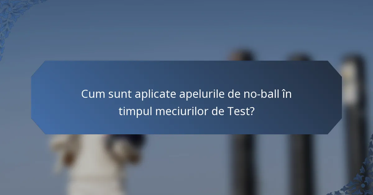 Cum sunt aplicate apelurile de no-ball în timpul meciurilor de Test?
