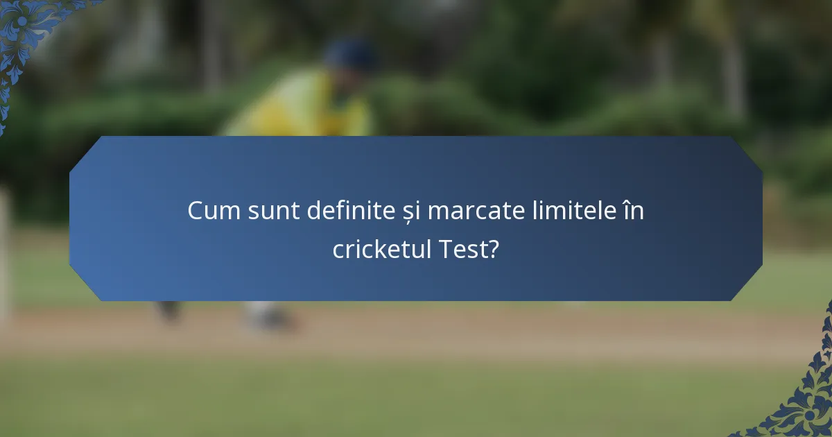 Cum sunt definite și marcate limitele în cricketul Test?